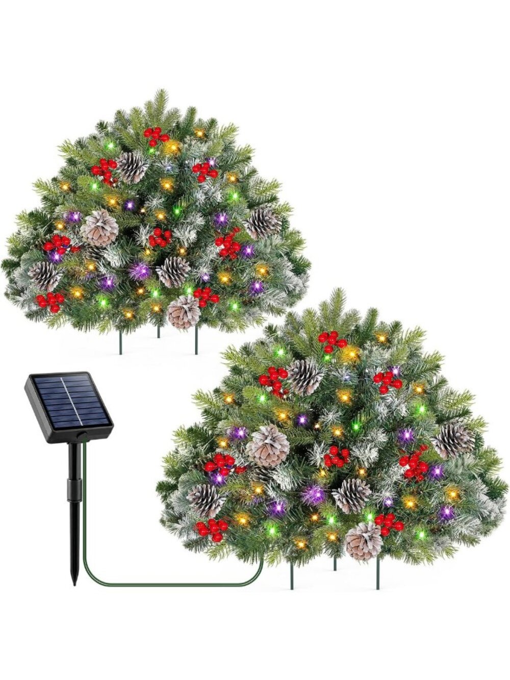 2-Pack Solar Christmas Tree Urn Filler, 26” Pre-lit Pathway Christmas Trees